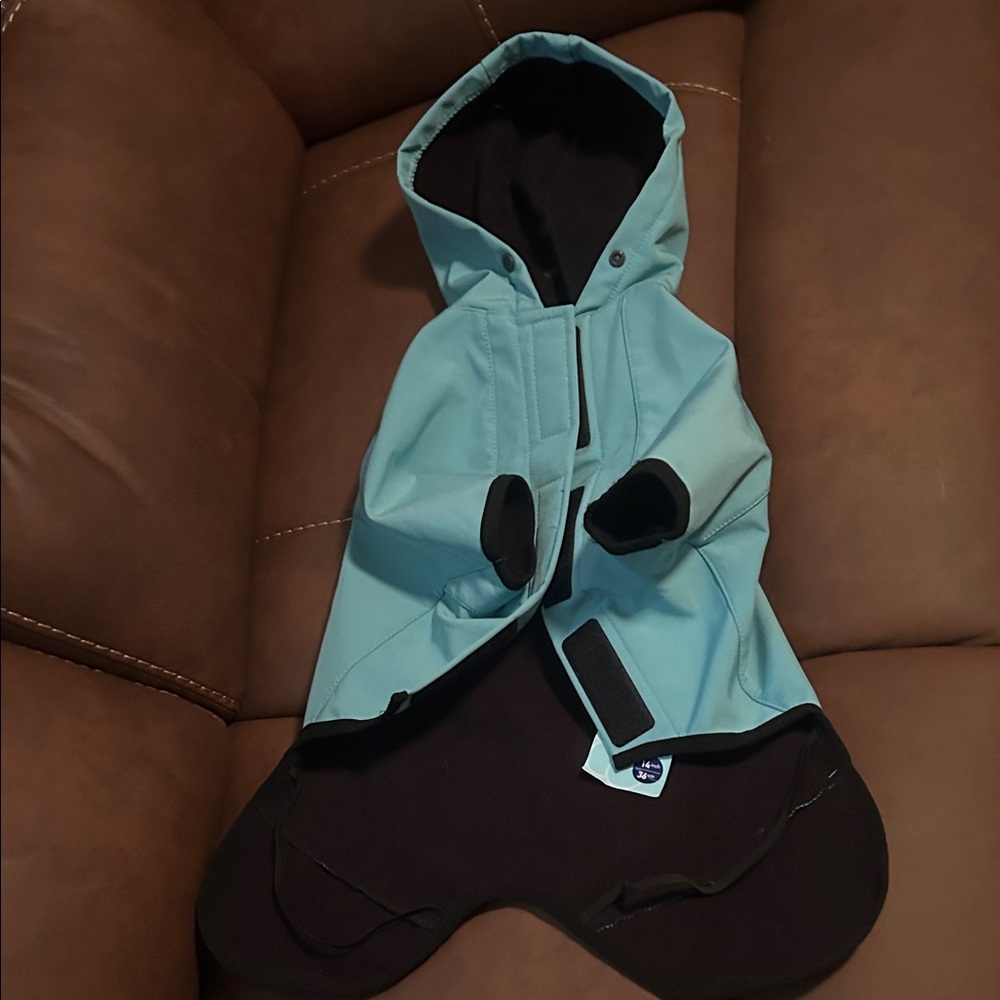 Pet Hooded Jacket in Turquoise and Black Size 14”